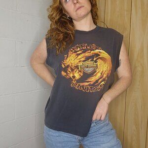 2000 Harley Davidson Screaming Eagle and Flames Sleeveless Tshirt
